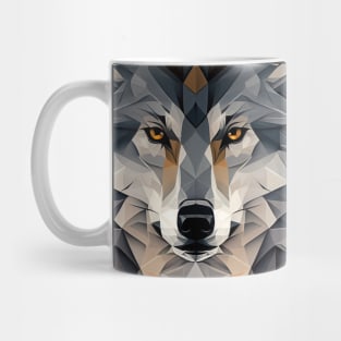 Triangle Grey Wolf - Abstract polygon animal face staring Mug